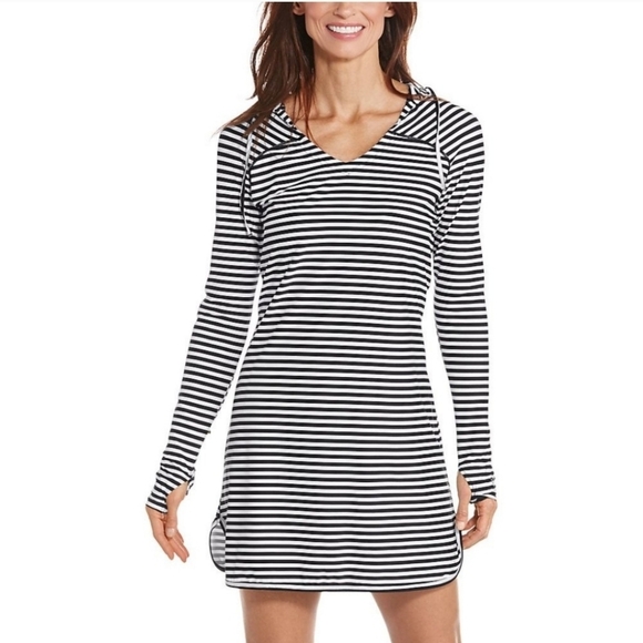Coolibar UPF 50+ Seacoast Swim Cover-Up Dress Stripes Women's Size XS - Picture 1 of 9
